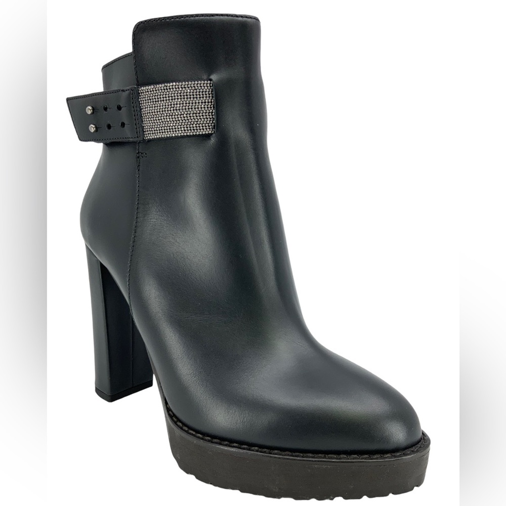 Brunello Cucinelli Calfskin Monili-Strap Ankle Boots Size 8